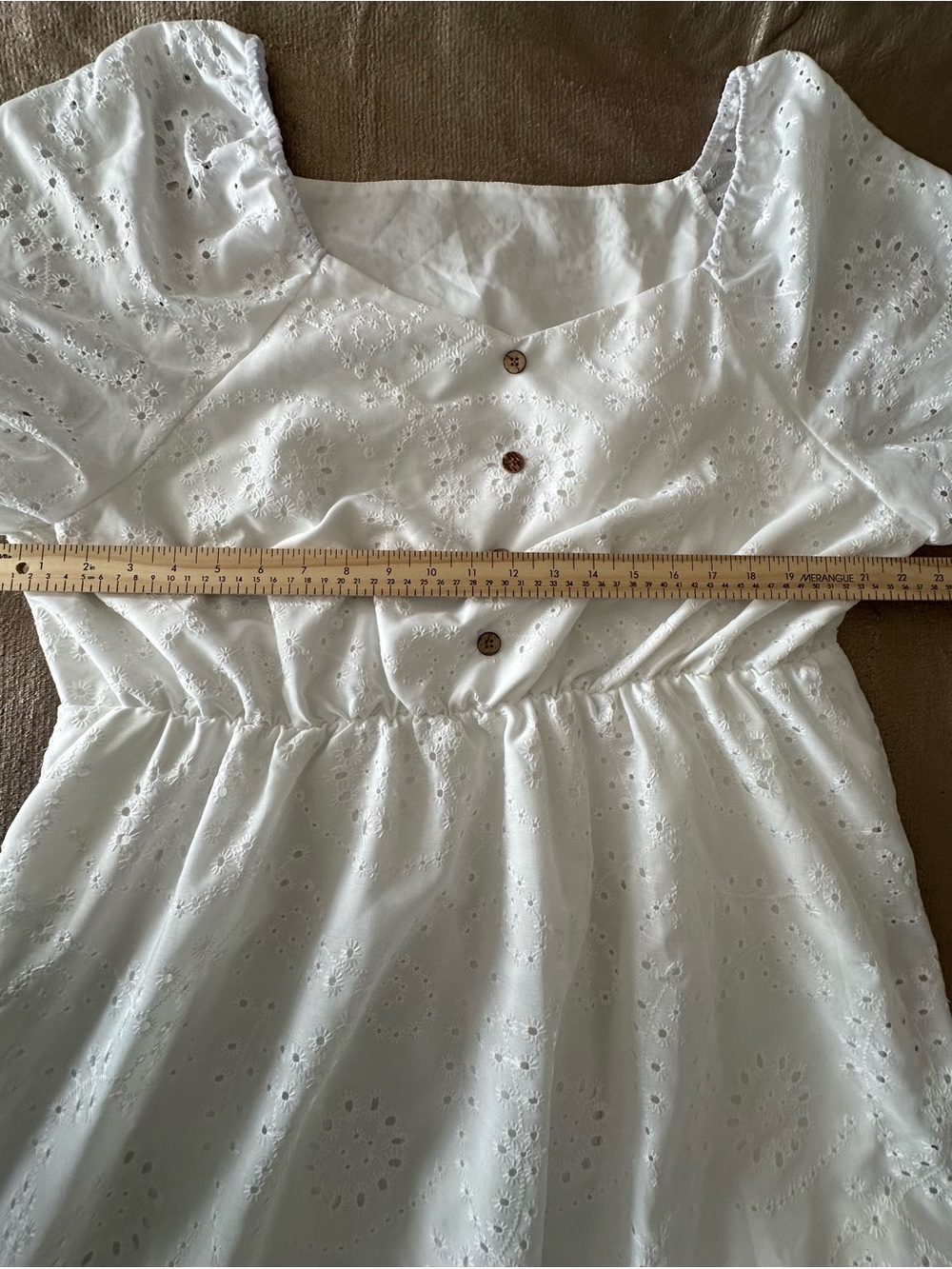 Cottagecore Boho White Eyelet Midi Maxi Dress Puff Sleeve Coastal Praire Modest - Picture 12 of 14